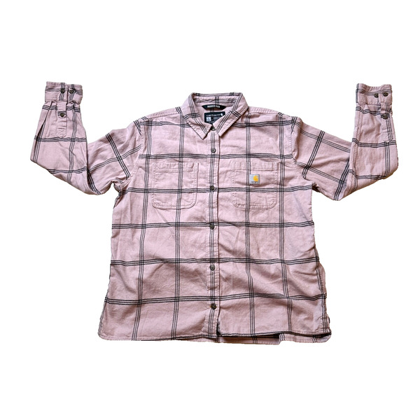 Carhartt Shirt Women's Large Plaid Rugged Flex Loose Fit Flannel Fall 2023 - Picture 1 of 16